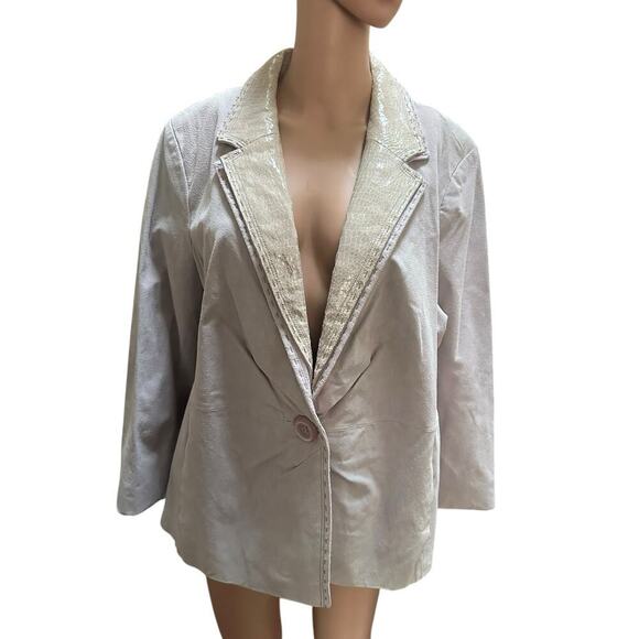 Bradley Bayou lavender 100% Leather Suede jacketCrocodile Embossed Collar. SZ-XL - Picture 1 of 10